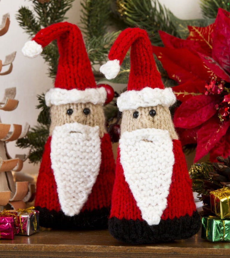 Easy Knit Santa Gnome Ornaments