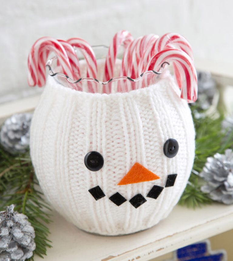Easy Knit Snowman Jar Cozy