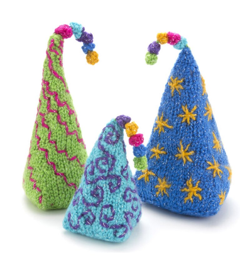 Easy Knit Trio of Party Trees