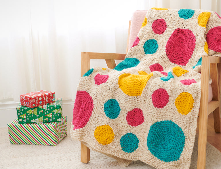 image of Caron Multi Dots Crochet Blanket