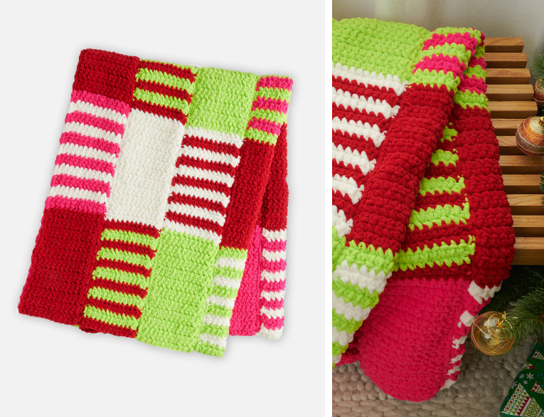 image of Bernat Interwoven Colorful Crochet Stripes Blanket