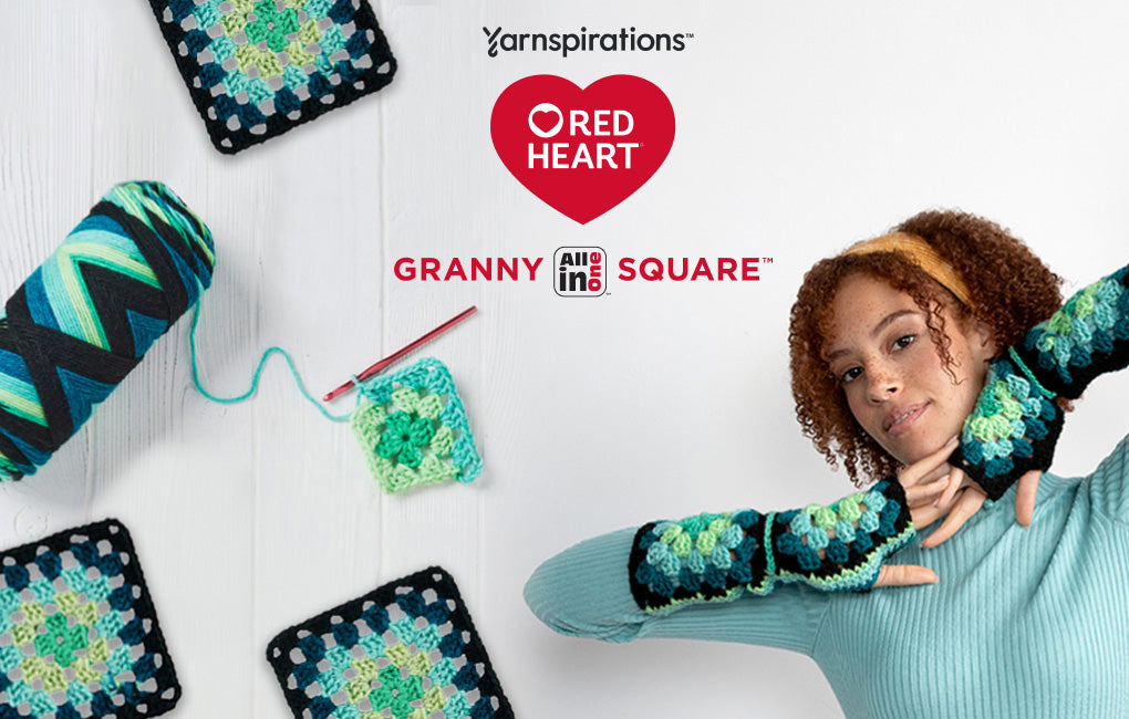 Red Heart Granny Square Banner