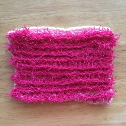 pink dishcloth scrubby side