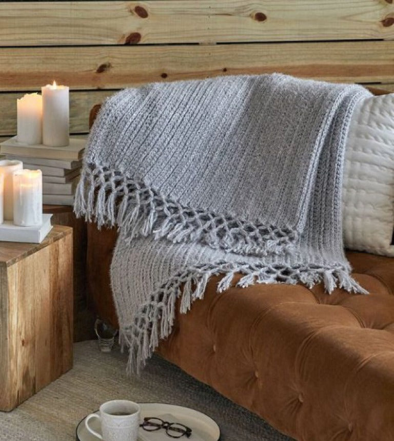 Easy Crochet Cozy Time Fringe Throw