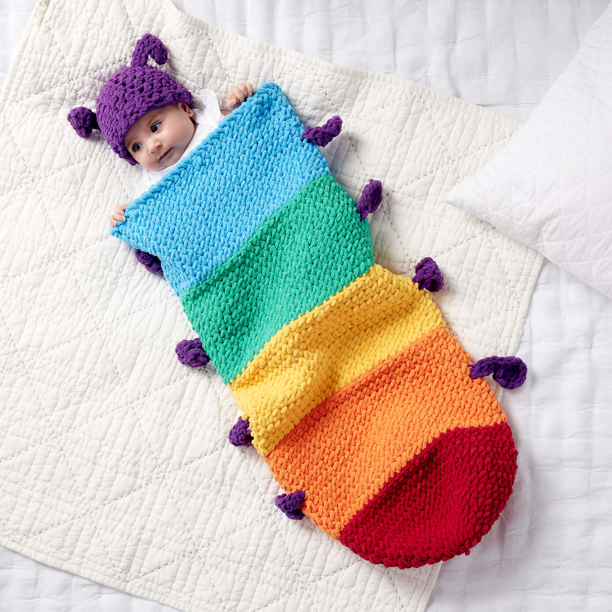 Easy Caterpillar Crochet Snuggle Sack