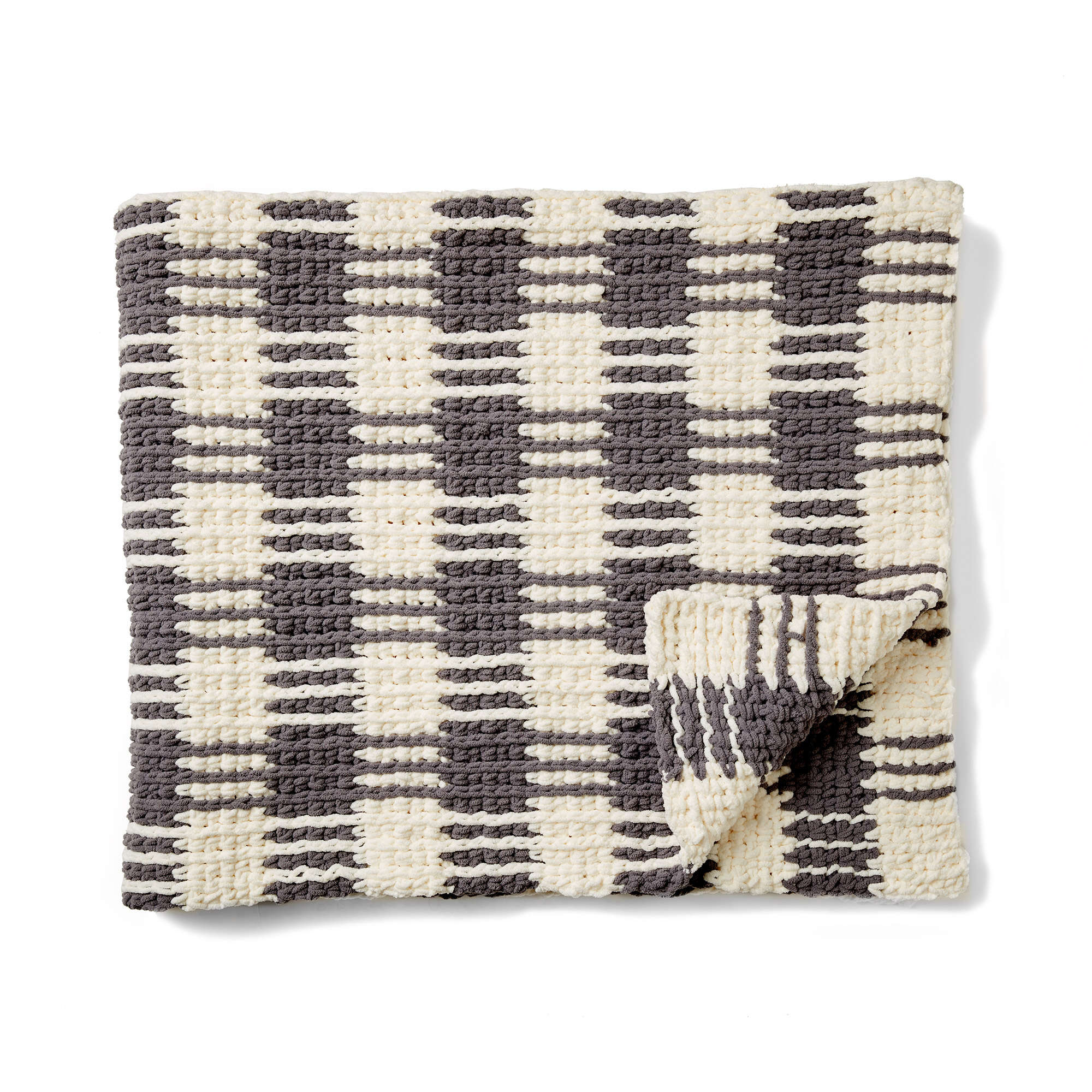 Free Pattern: Crochet Gingham Plaid Afghan in Bernat Blanket yarn