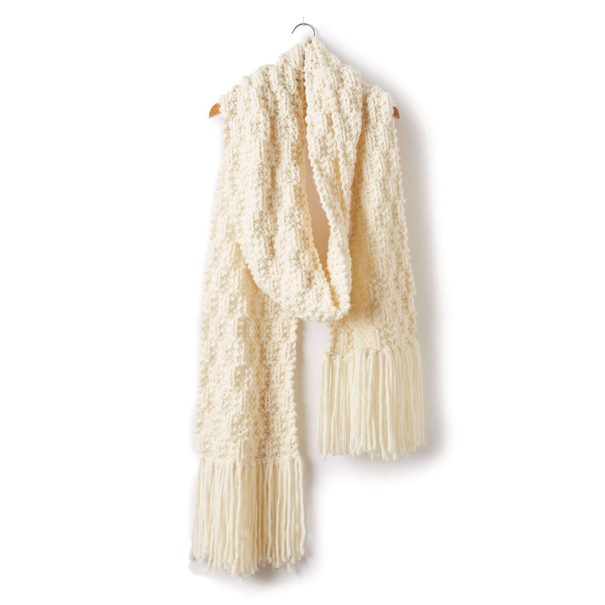 Free Pattern: Rib Check Knit Super Scarf in Bernat Wool Up Bulky yarn