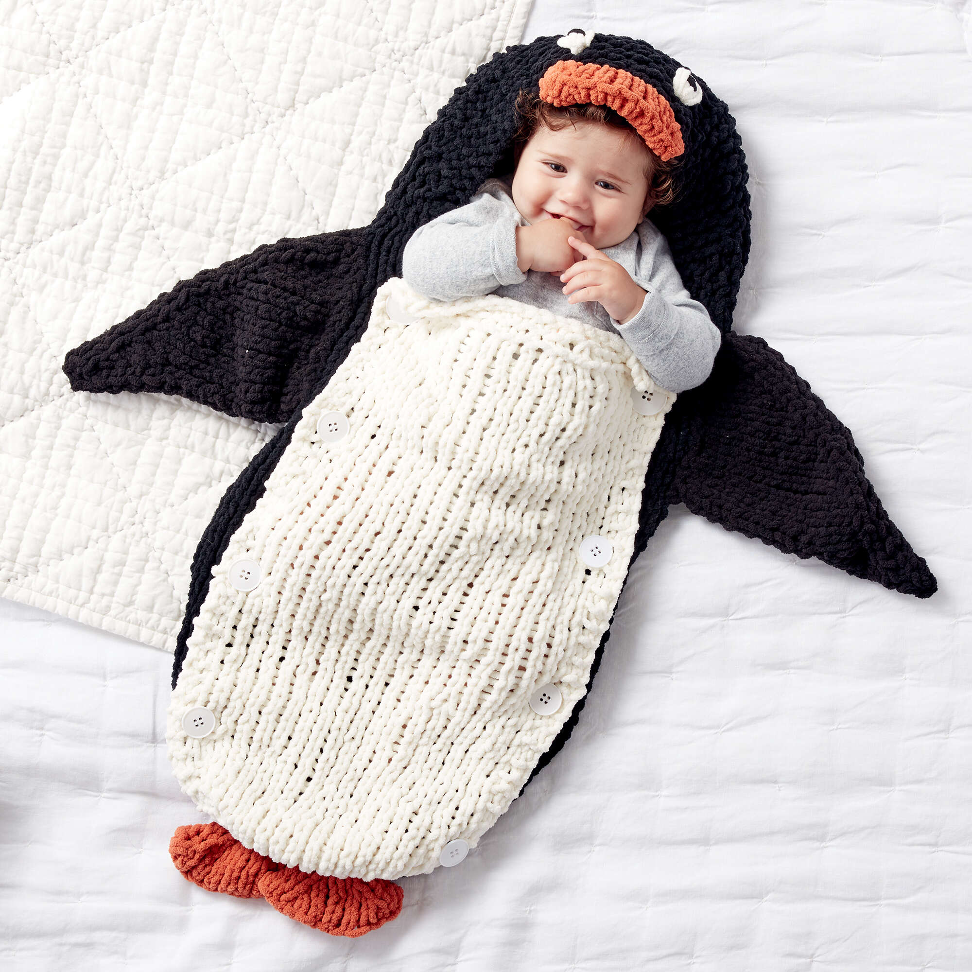 Easy Knit Penguin Baby Sack