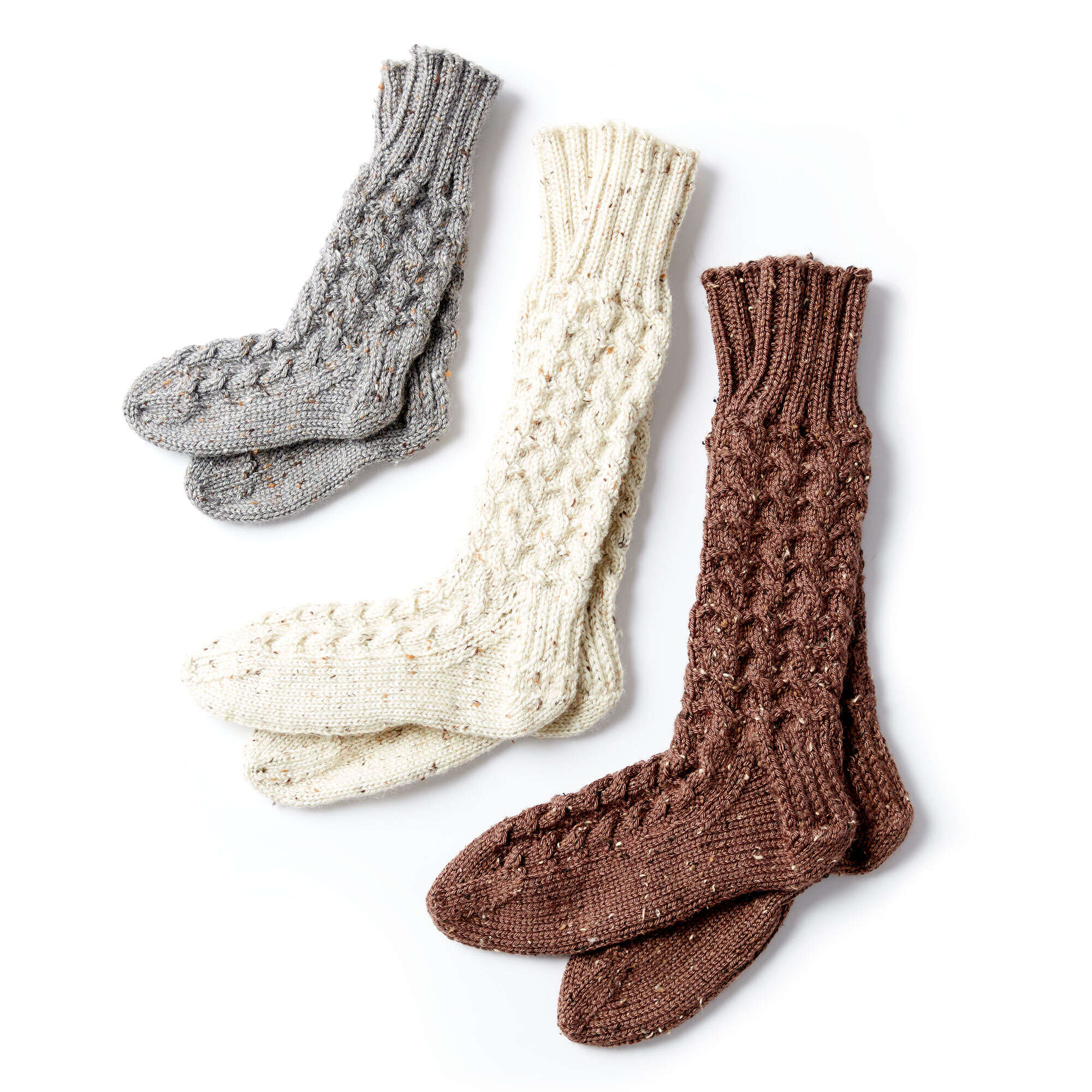 Free Pattern: Cozy Knit Cabin Socks in Caron Simply Soft Tweeds yarn