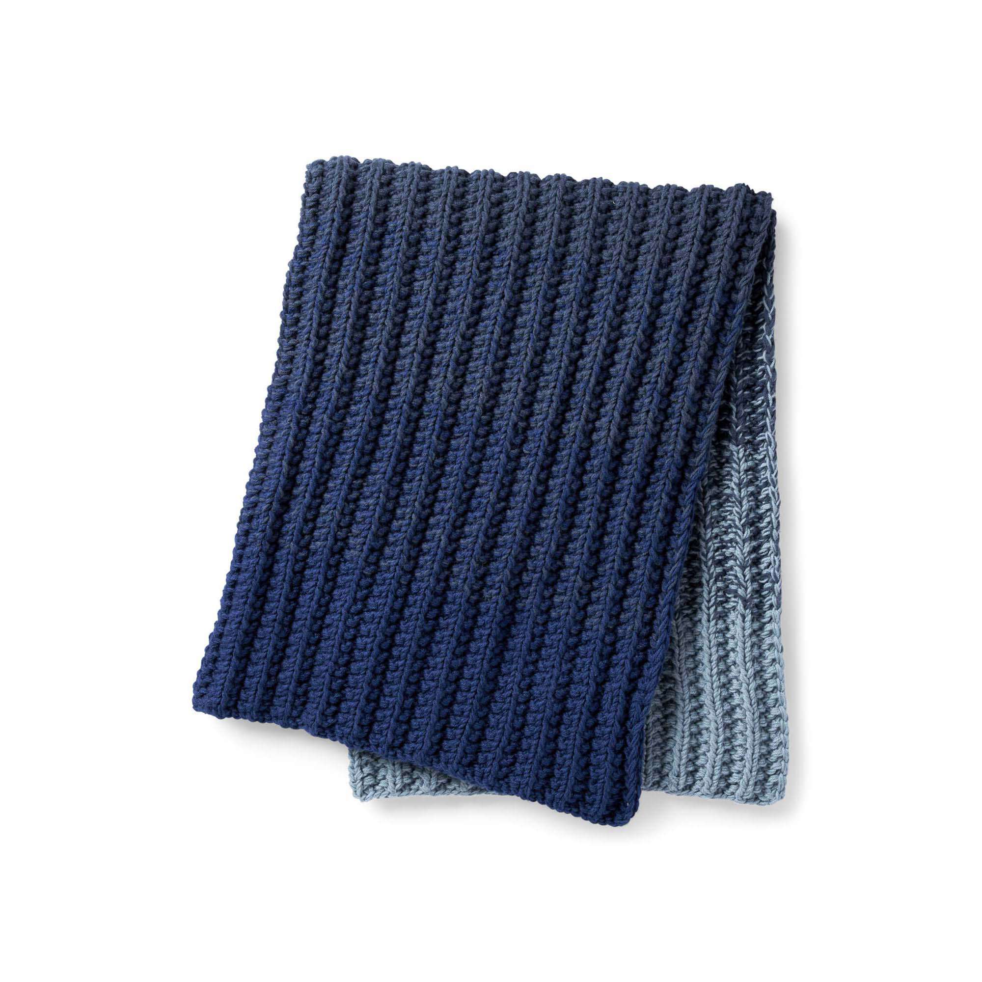 Free Pattern: Ombre Ridge Knit Blanket in Caron One Pound yarn