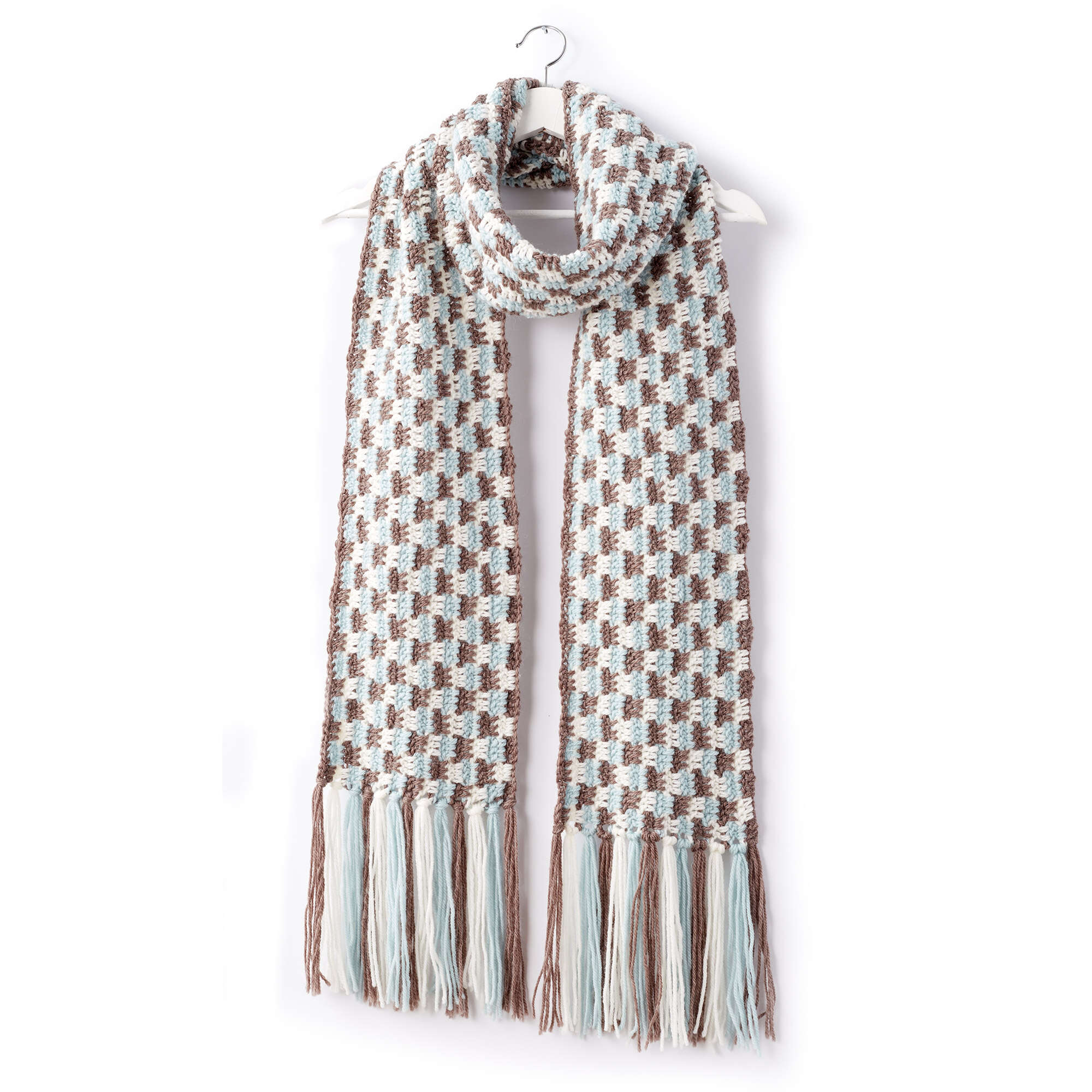 Free Pattern: Check Yourself Crochet Scarf in Patons Classic wool Worsted yarn