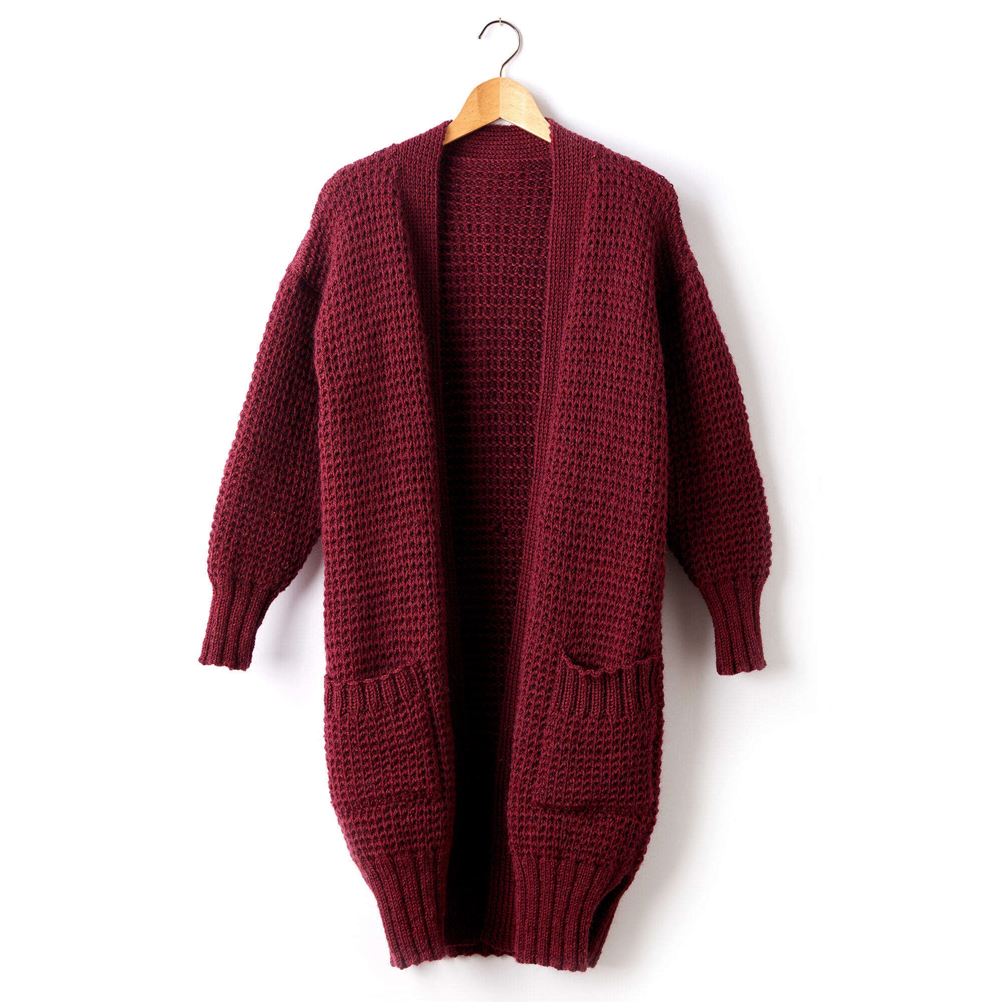 Free Pattern: Patons Long Weekend Knit Cardigan in Patons Classic Wool Worsted yarn