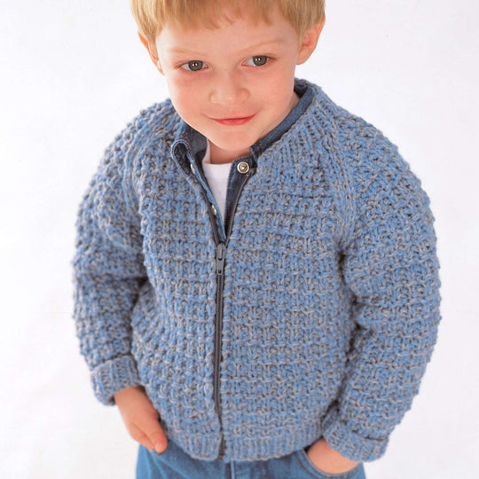 Children's chunky knitting pattern jacket cardigan sweater cable baby  infant.