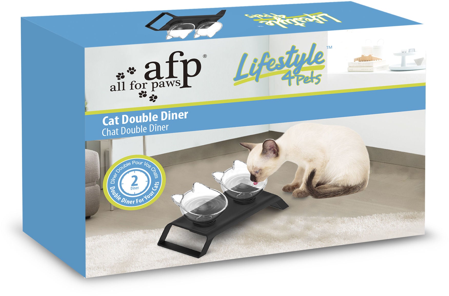 All For Paws lifestyle4pets bol dublu pentru pisici, 27,5x15x12,5cm