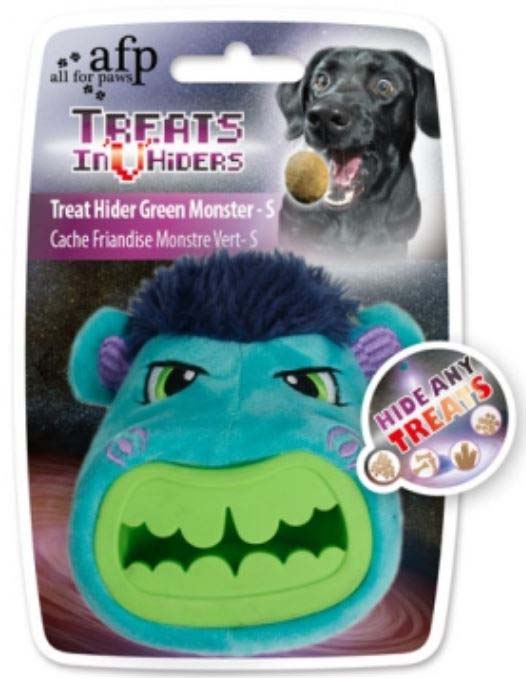 All for paws treat hider jucărie pentru câini green monster s 12x8x4,5cm