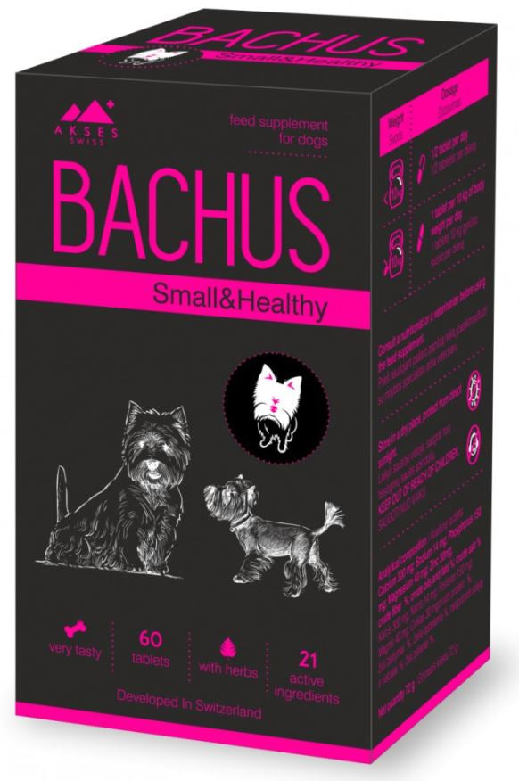 Bachus small&healty - supliment nutritiv pentru caini de talie mica 60tbl