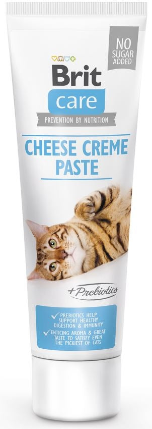 Brit care pastă pentru pisici, cu brânză, îmbogăţită cu prebiotice 100g