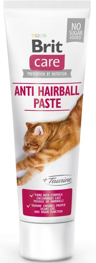 Brit care pastă pentru pisici, anti hairball, cu taurină 100g