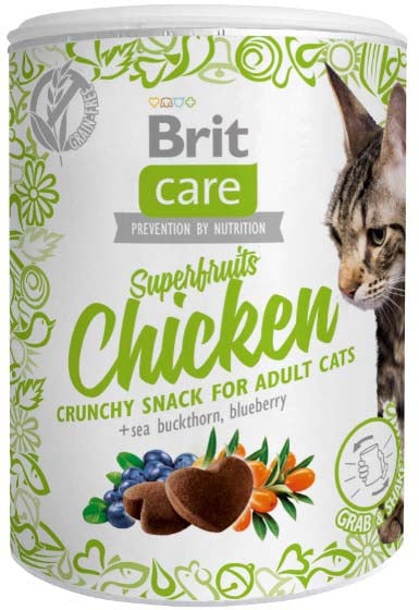 Brit care superfruits, recompense crocante cu pui, pentru pisici 100g