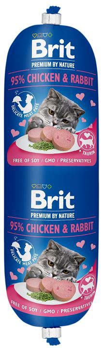 Brit premium by nature salam pentru pisici, cu pui şi iepure 180g