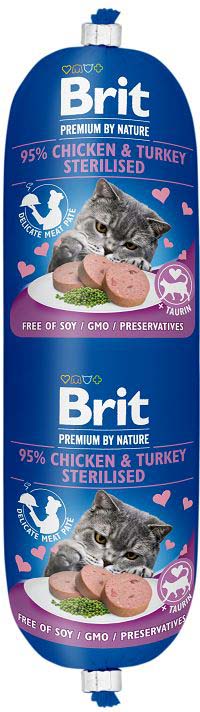 BRIT PREMIUM by Nature Salam pentru pisici, Sterilised, cu Pui şi Curcan 180g