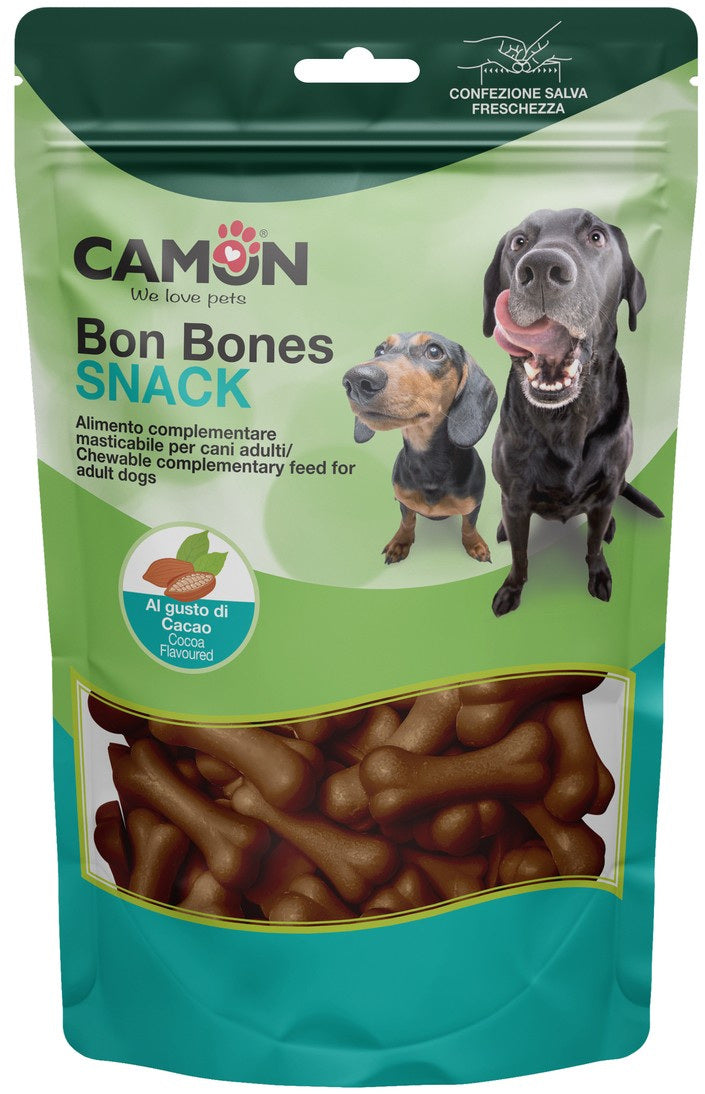 Camon recompense pentru câini, cu aromă de cacao, în formă de os,120g