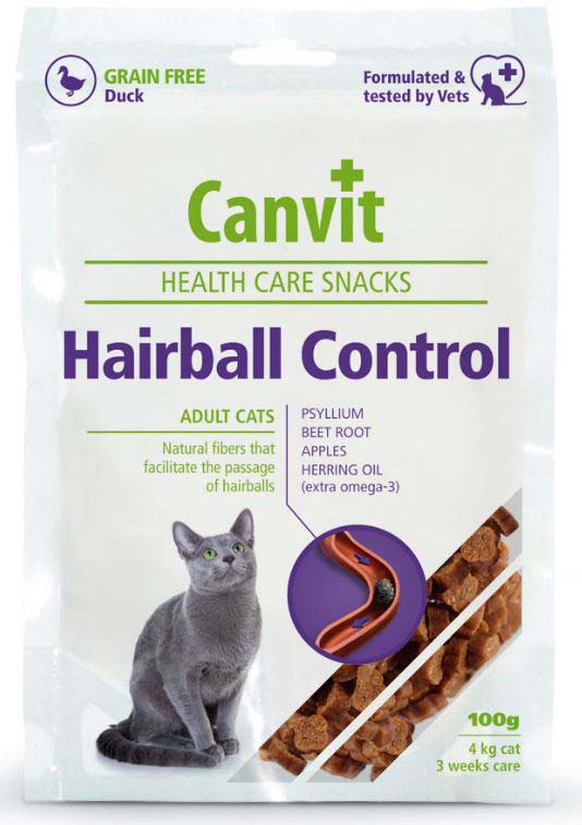 Canvit hairball control delicatesă pentru pisici, fără cereale cu pui 100g