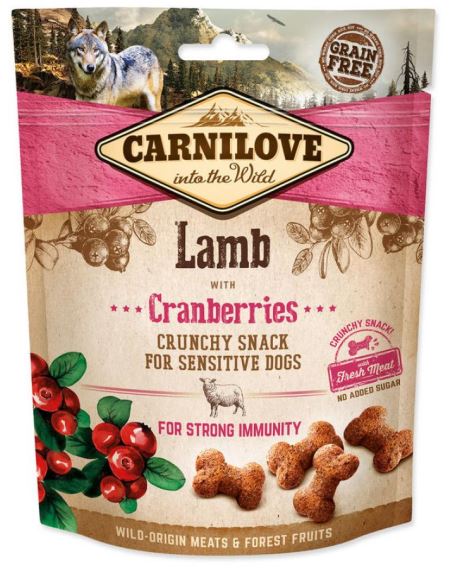 Carnilove crunchy recompense pentru câini, cu miel şi merişoare 200g