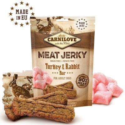 CARNILOVE Jerky Recompensă pentru câini, Baton cu iepure şi curcan 100g