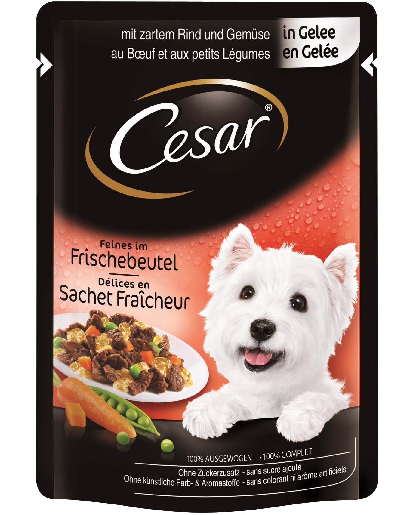 Cesar plic hrană umedă pentru câini vită şi legume în aspic 100g
