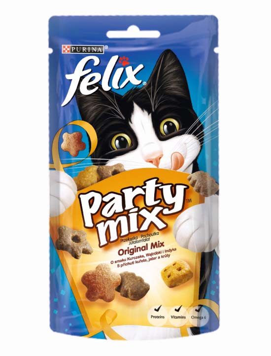 FELIX Party Mix Delicatese pentru pisici ORIGINAL cu Pui, Ficat şi Curcan 60g