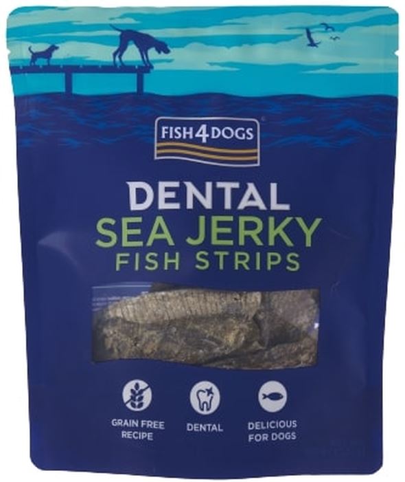FISH4DOGS Dental Sea Recompensă pentru câini, fâşii din piele de peşte alb 100g