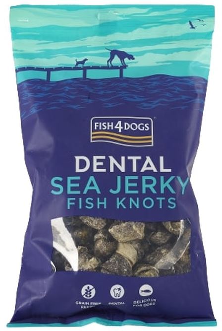 FISH4DOGS Dental Sea Recompensă pentru câini, nod din piele de peşte alb 100g