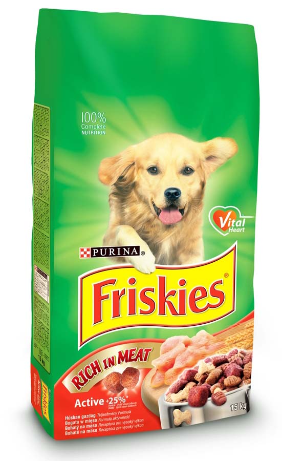 Friskies hrană uscată active pentru câini adulţi, cu vită şi cereale