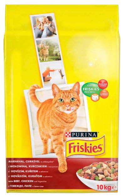 Friskies hrană uscată pentru pisici adulte, cu carne, pui şi legume 10kg