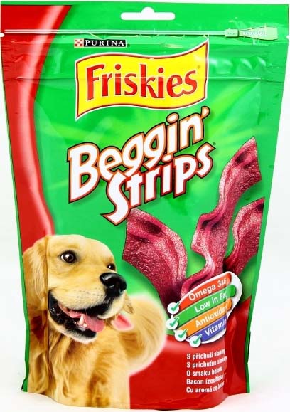 FRISKIES Recompese pentru câini Beggin Strips - Crispy Bacon 120g