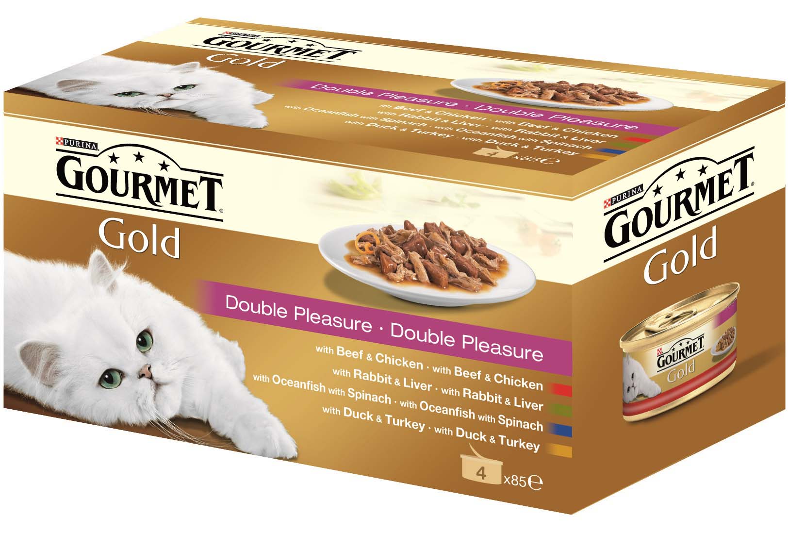 Gourmet gold duo pachet conserve vită şi pui 4x85g