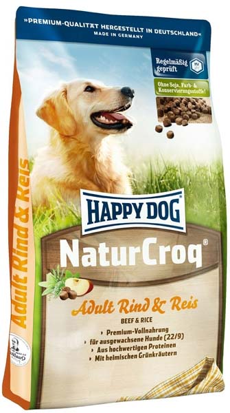 Happy dog natur croq pentru câini adulţi, cu vită şi orez