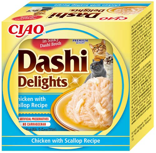 INABA CIAO Dashi Delights Bol pentru pisici, cu Pui şi Scoici 70g