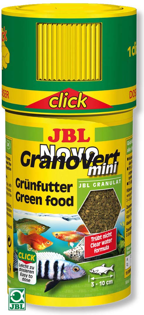 JBL NovoGranoVert mini Click 100 ml - Hrană granule mici pt. peştii ierbivori