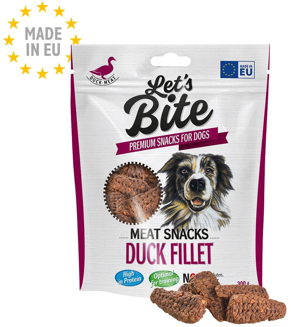 Let\'s Bite Meat Snacks - recompense pentru câini, file cu Raţă