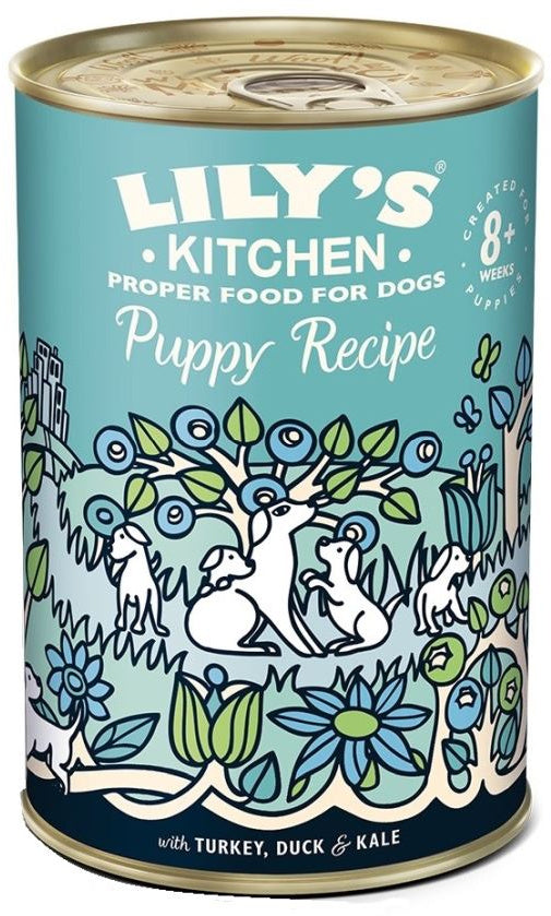 LILY\'S KITCHEN Conservă pentru PUPPY, curcan, raţă şi kale 400g