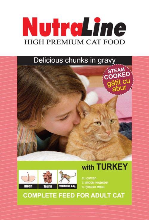 Nutraline classic plic hrană umedă pentru pisici, cu curcan 100g