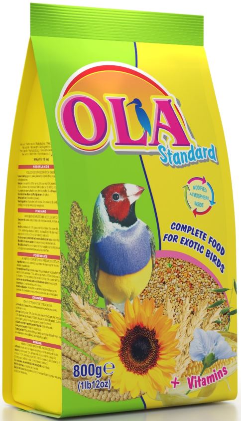 Ola standard + vitamins hrană completă pentru păsări exotice 800g