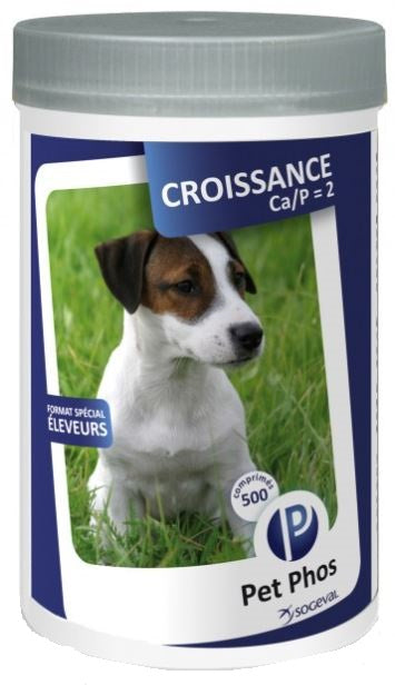 PET PHOS Croissance Ca/P2 Supliment vitamino-mineral pentru câini, 100 tablete