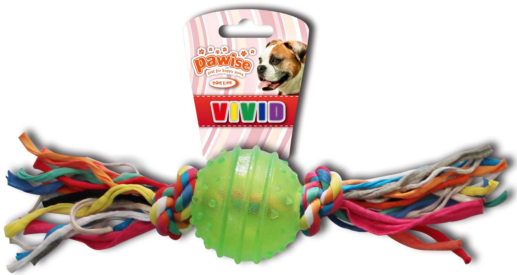Pawise jucărie pentru câini minge cauciuc tpr, cu sfoară,diverse culori,24cm
