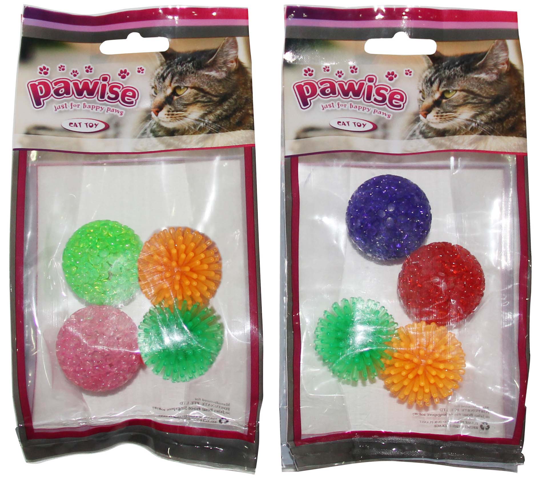 PAWISE Jucărie pentru pisici Mingi strălucitoare, diverse culori,20x10x4cm, 4buc