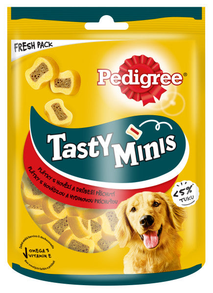 Pedigree tasty minis feliuţe gumate cu vită şi pasăre 155g