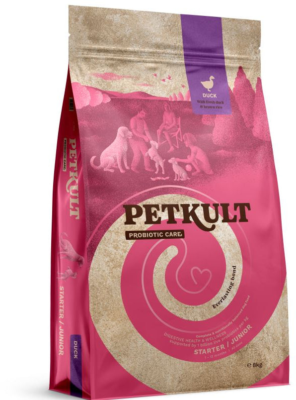 Petkult probiotics starter & junior, raţă şi orez