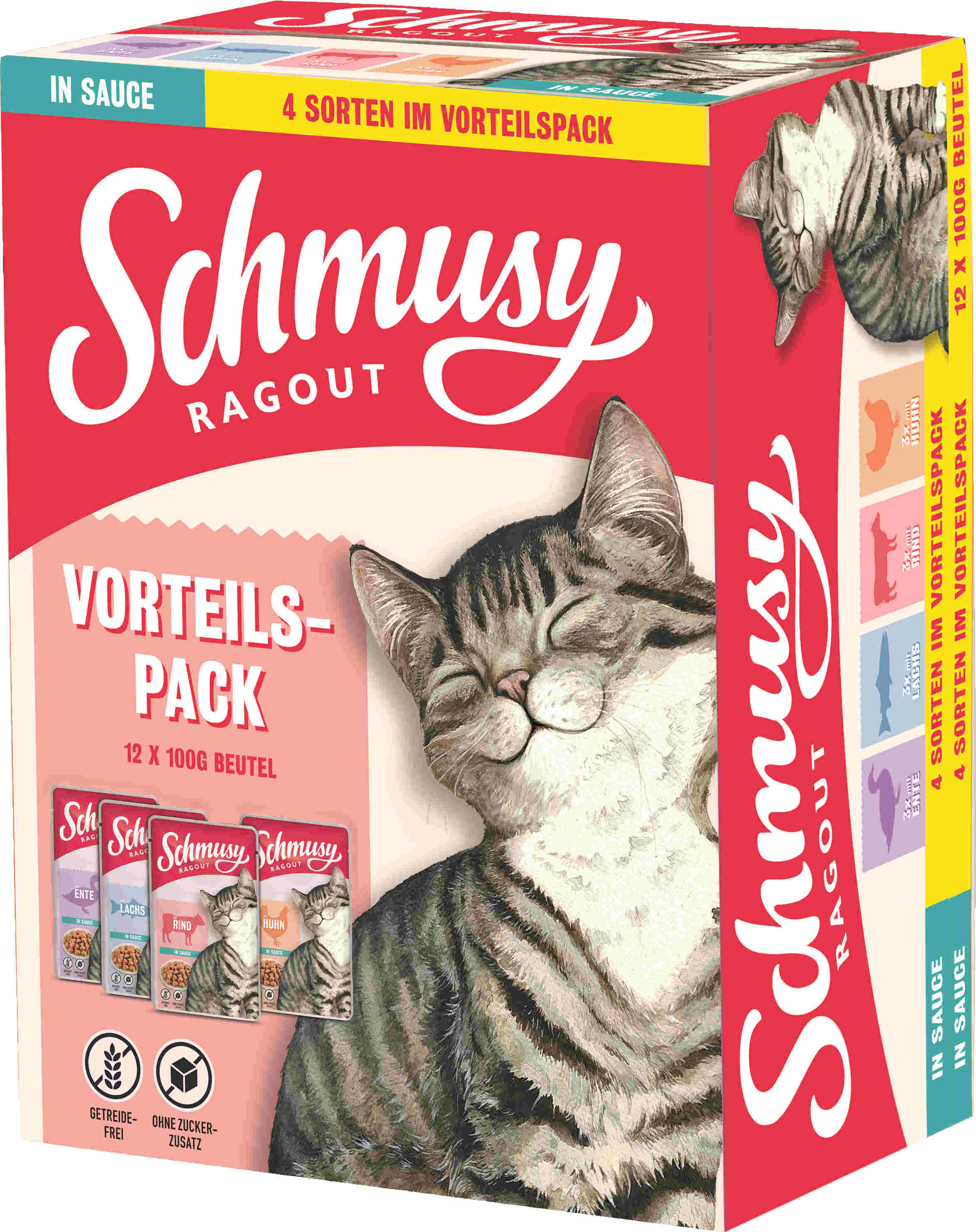 SCHMUSY Ragout Pachet plicuri pentru pisici, în sos 12 x 100g